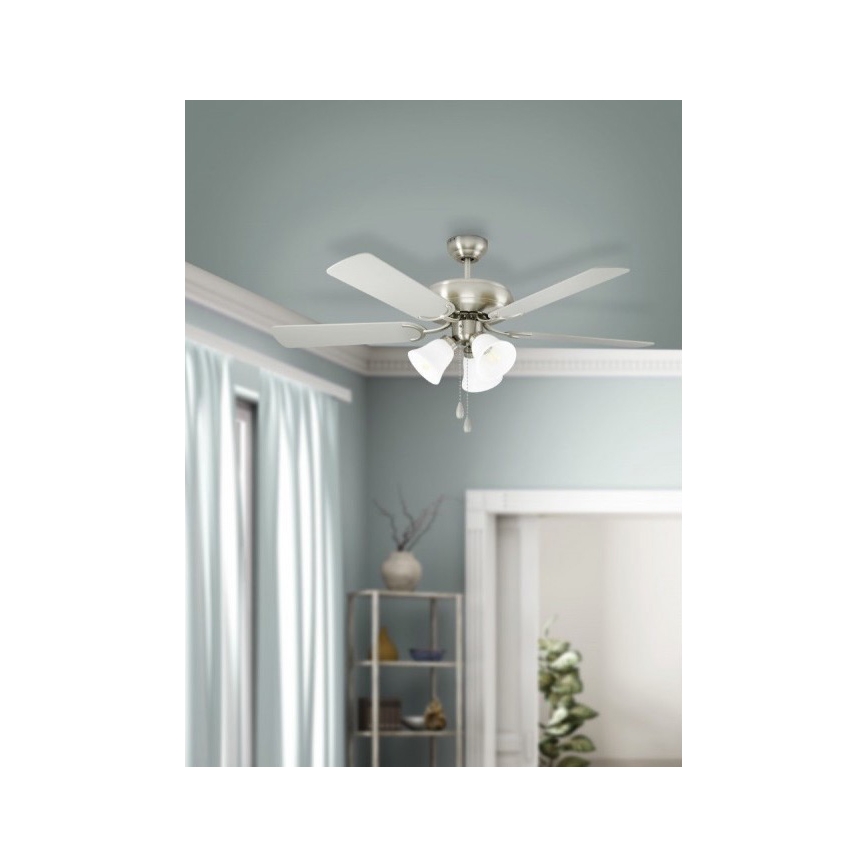 Eglo 35077 - Stropní ventilátor LAS PALMAS 3xE27/40W/230V matný chrom/hnědá