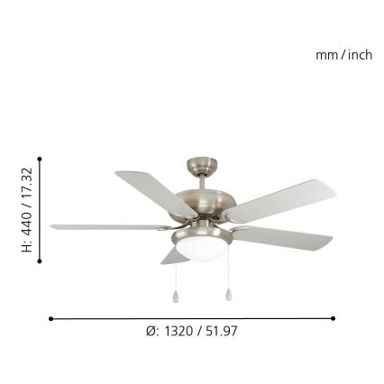 Eglo - Stropní ventilátor 2xE27/40W/230V