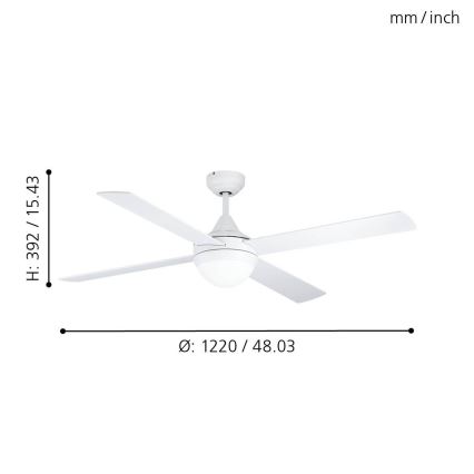 Eglo - Stropní ventilátor 2xE27/7W/230V + dálkové ovládání