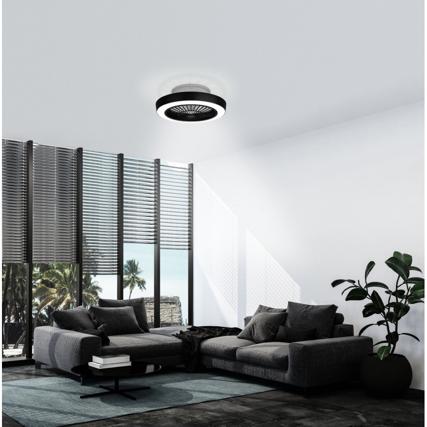 Eglo - LED Stmívatelný stropní ventilátor LED/37,8W/230V černá + dálkové ovládání
