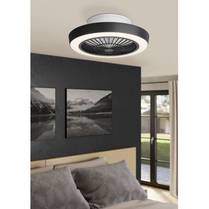 Eglo - LED Stmívatelný stropní ventilátor LED/37,8W/230V černá + dálkové ovládání
