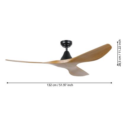 Eglo - Stropní ventilátor pr. 132 cm hnědá + dálkové ovládání