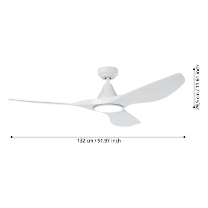 Eglo - LED Stropní ventilátor LED/19W/230V pr. 132 cm bílá + dálkové ovládání