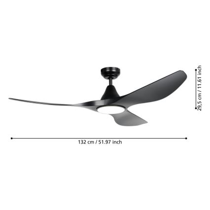 Eglo - LED Stropní ventilátor LED/20W/230V 3000/4000/5000K pr. 132 cm černá + dálkové ovládání