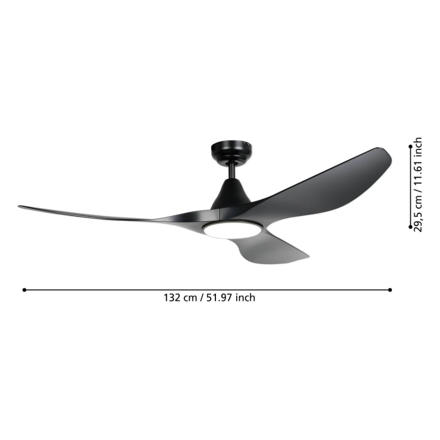 Eglo - LED Stropní ventilátor LED/20W/230V 3000/4000/5000K pr. 132 cm černá + dálkové ovládání