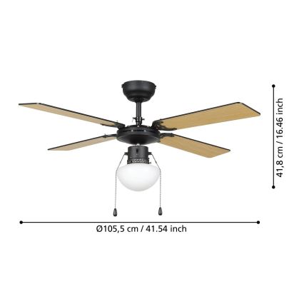 Eglo - Stropní ventilátor 1xE27/60W/230V černá