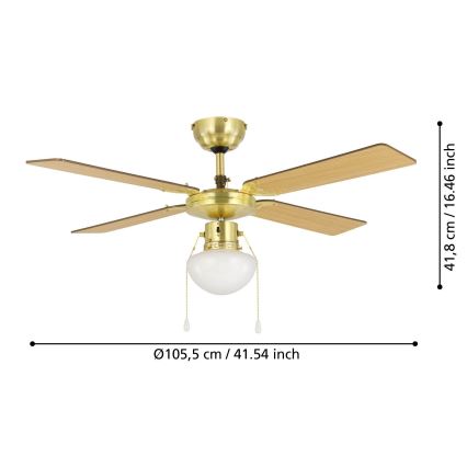 Eglo - Stropní ventilátor 1xE27/60W/230V zlatá