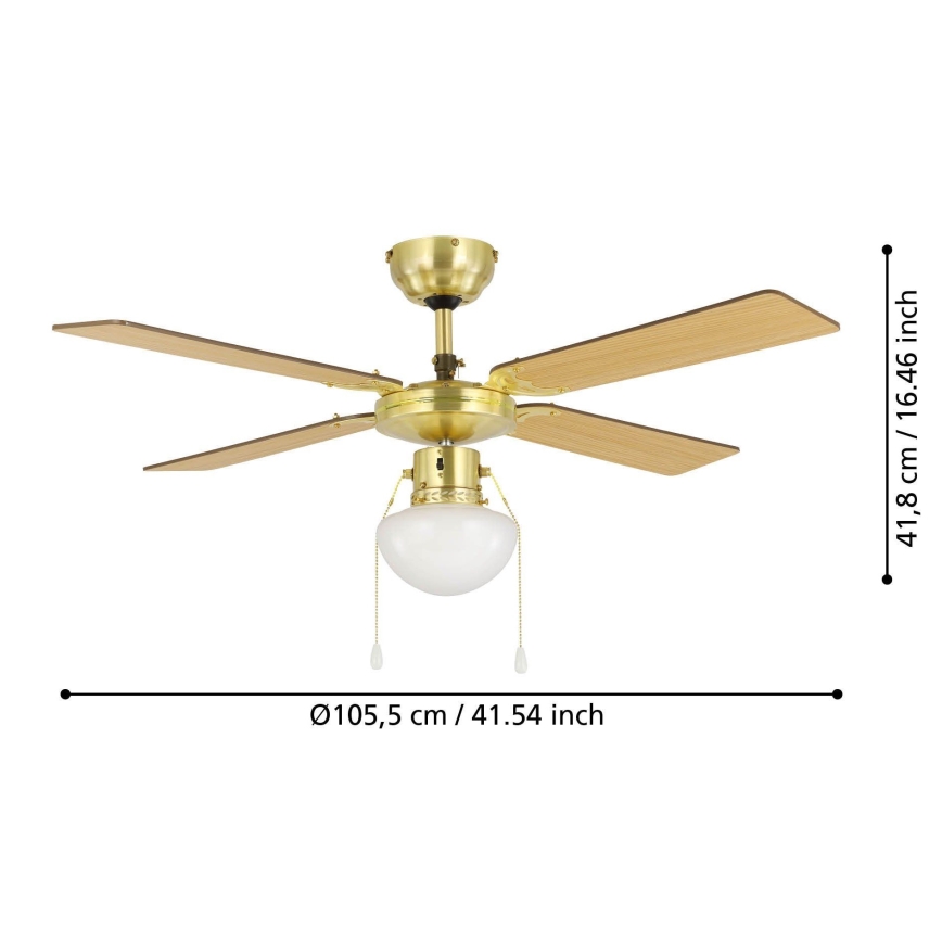 Eglo - Stropní ventilátor 1xE27/60W/230V zlatá