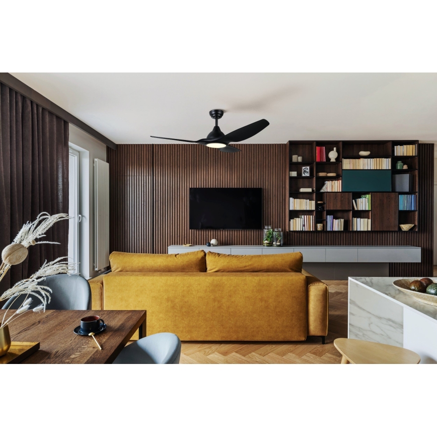 Eglo - LED Stmívatelný stropní ventilátor LED/16W/230V černá + dálkové ovládání
