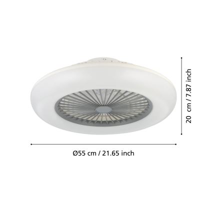 Eglo - LED Stmívatelný stropní ventilátor 3xLED/12,6W/230V 2700-6500K pr. 55 cm šedá + dálkové ovládání