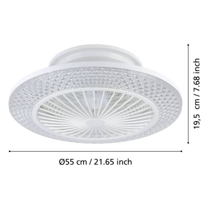Eglo - LED Stmívatelný stropní ventilátor 3xLED/12,6W/230V 2700-6500K pr. 55 cm bílá + dálkové ovládání