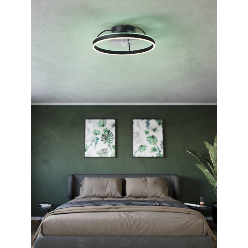 Eglo - LED RGBW Stmívatelný stropní ventilátor LED/36W/230V 3000-6500K černá + dálkové ovládání