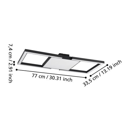 Eglo - LED Stmívatelné stropní svítidlo LED/26,2W/230V 2700-6500K černá + dálkové ovládání