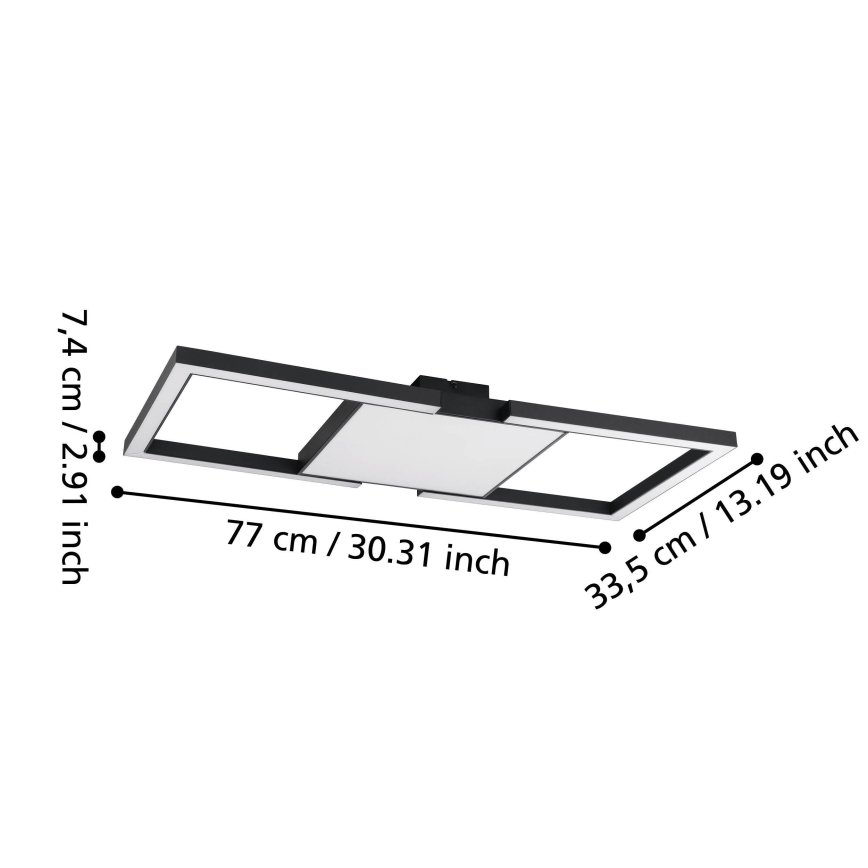 Eglo - LED Stmívatelné stropní svítidlo LED/26,2W/230V 2700-6500K černá + dálkové ovládání