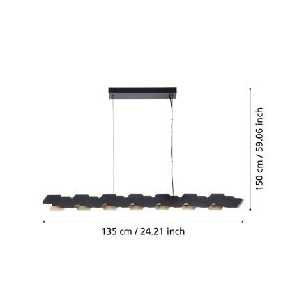 Eglo - LED Stmívatelný lustr na lanku LED/44W/230V 3000K černá/zlatá