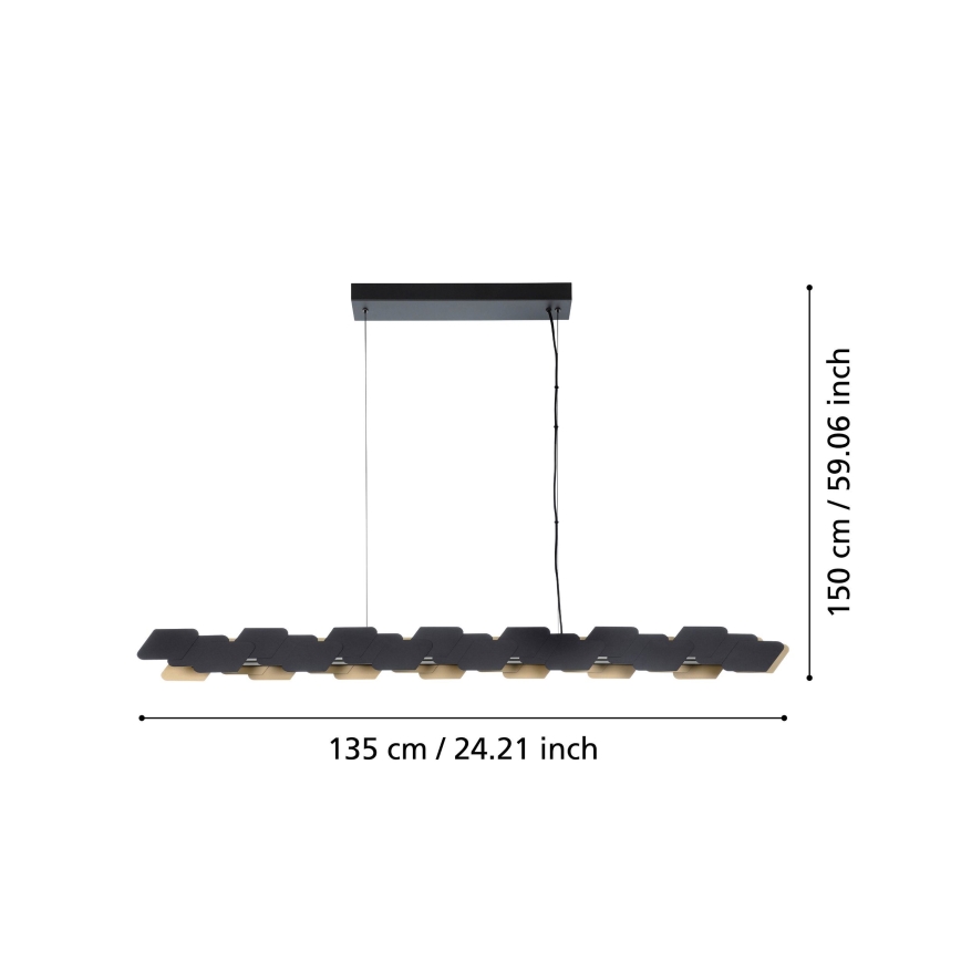 Eglo - LED Stmívatelný lustr na lanku LED/44W/230V 3000K černá/zlatá