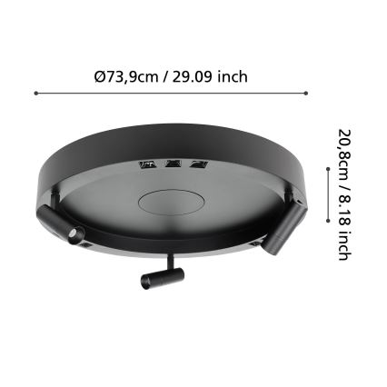 Eglo - LED Stmívatelné stropní svítidlo 3xLED/8W/230V + 3xLED/8,5W 3000K černá + dálkové ovládání