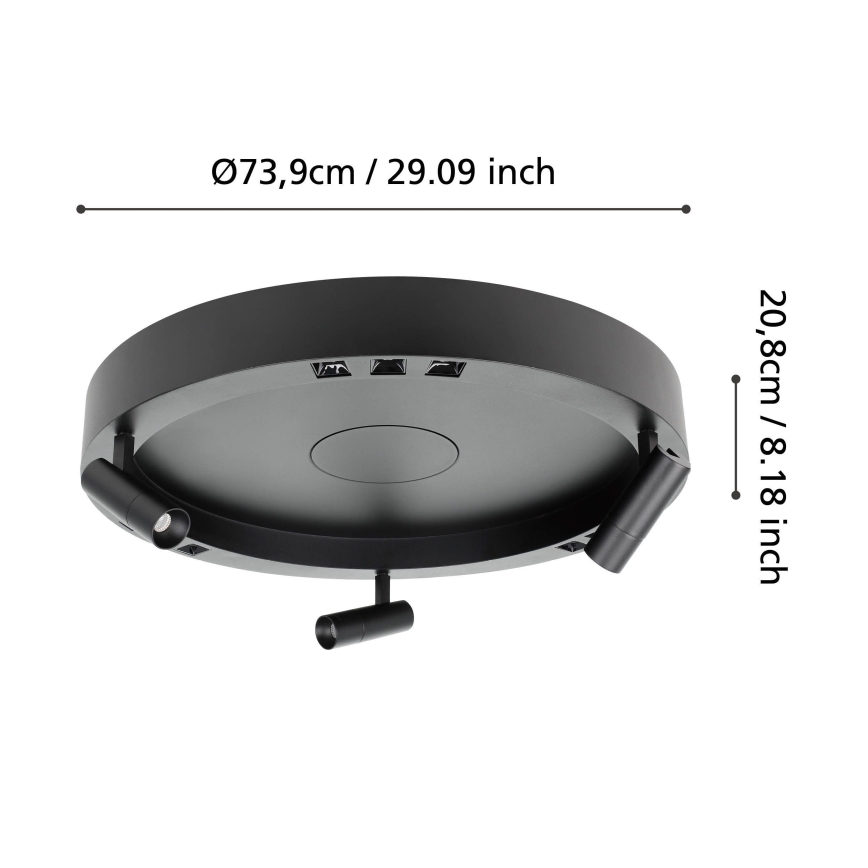 Eglo - LED Stmívatelné stropní svítidlo 3xLED/8W/230V + 3xLED/8,5W 3000K černá + dálkové ovládání