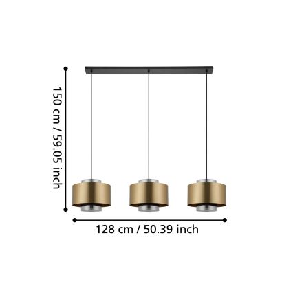 Eglo - Lustr na lanku 3xE27/40W/230V zlatá