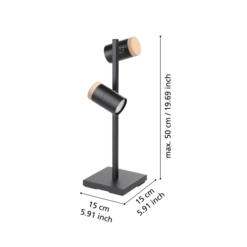 Eglo - LED Stolní lampa 2xGU10/4,5W/230V 3000K černá/hnědá