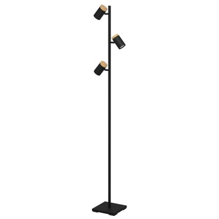 Eglo - LED Stojací lampa 3xGU10/4,5W/230V 3000K černá/hnědá
