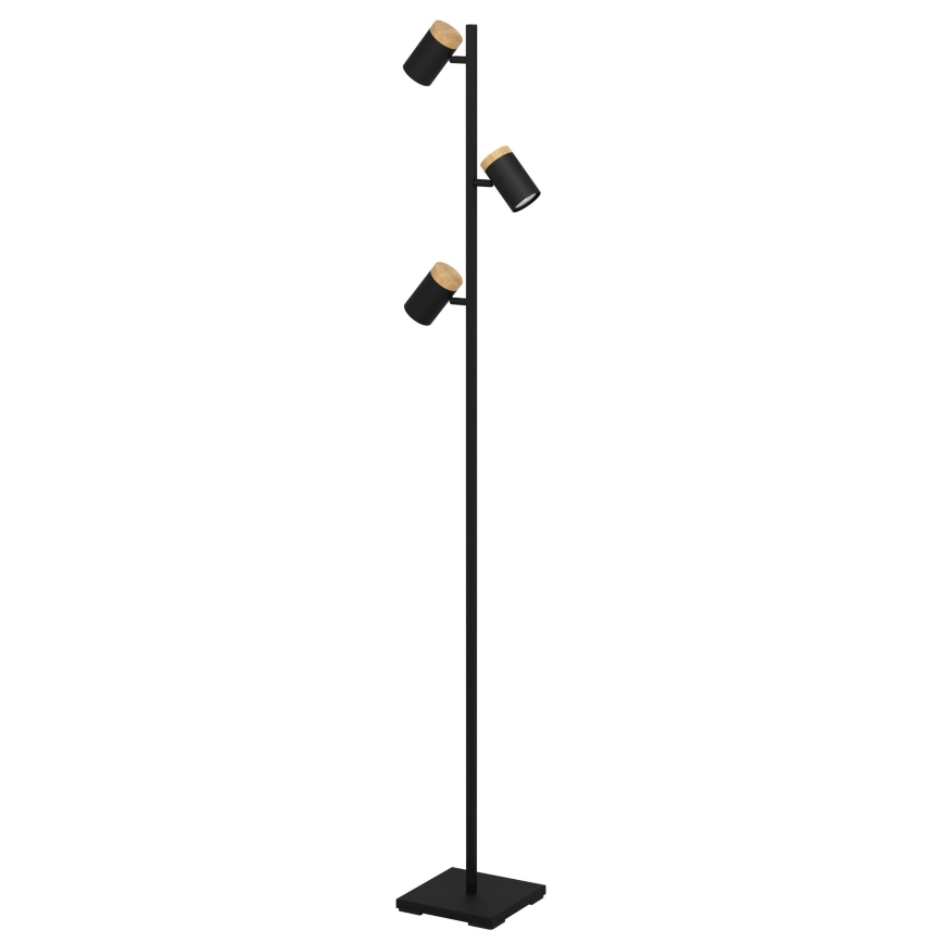 Eglo - LED Stojací lampa 3xGU10/4,5W/230V 3000K černá/hnědá