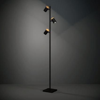 Eglo - LED Stojací lampa 3xGU10/4,5W/230V 3000K černá/hnědá