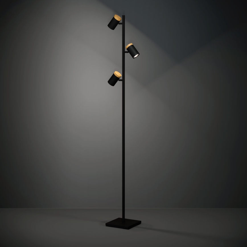 Eglo - LED Stojací lampa 3xGU10/4,5W/230V 3000K černá/hnědá