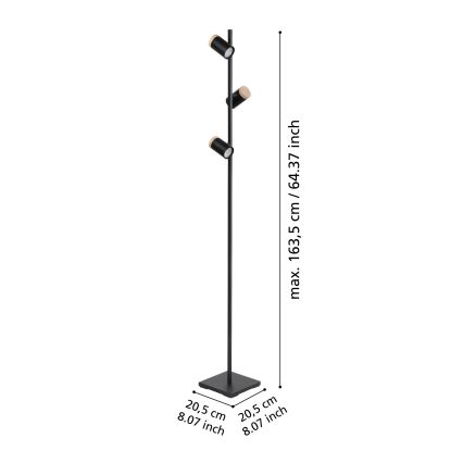 Eglo - LED Stojací lampa 3xGU10/4,5W/230V 3000K černá/hnědá