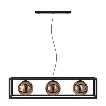 Eglo - Lustr na lanku 3xE27/40W/230V měděná/černá