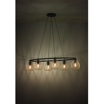Eglo - Lustr na lanku 6xE27/40W/230V černá/zlatá