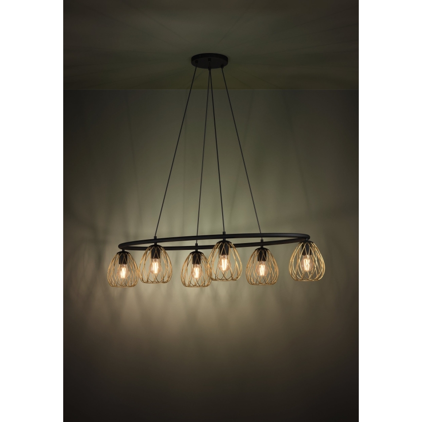 Eglo - Lustr na lanku 6xE27/40W/230V černá/zlatá