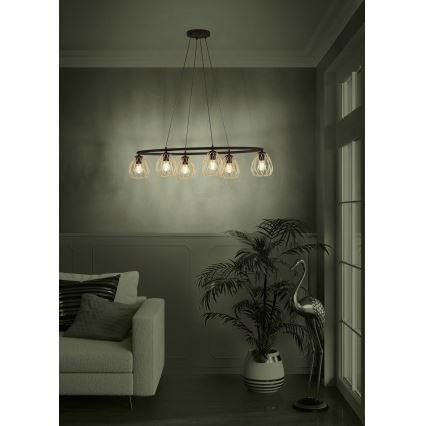 Eglo - Lustr na lanku 6xE27/40W/230V černá/zlatá