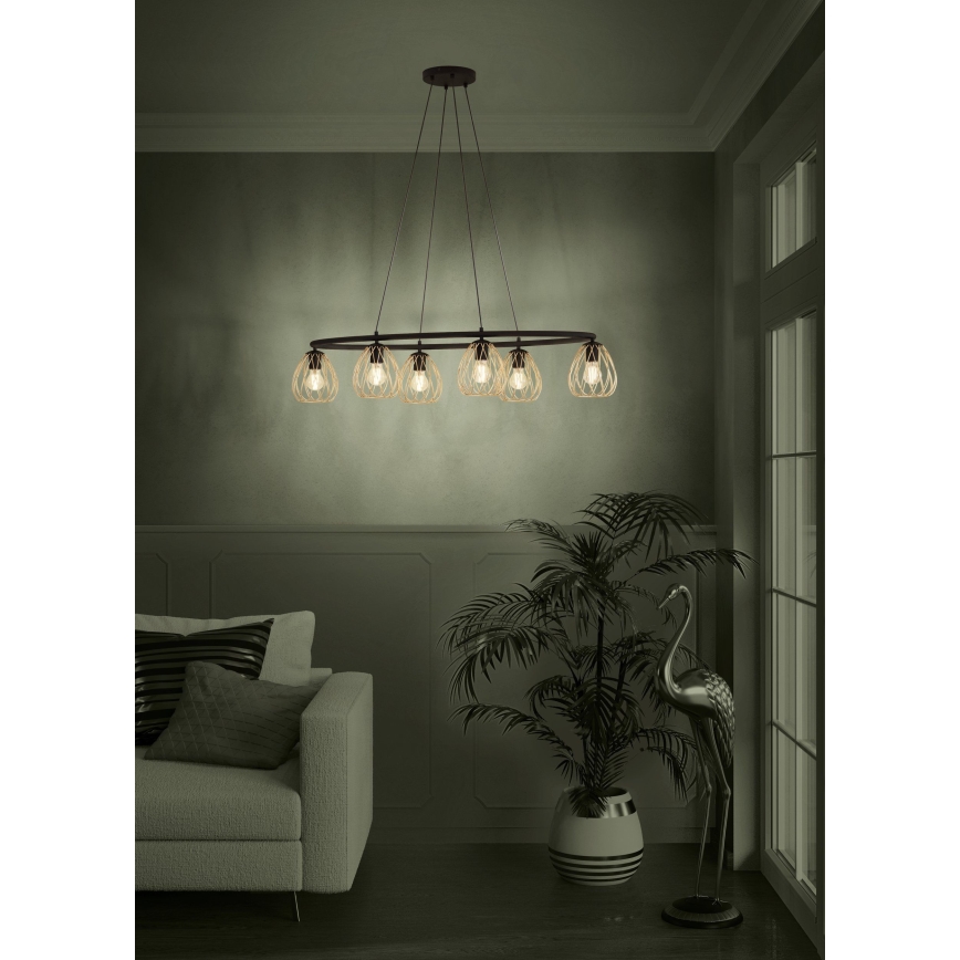 Eglo - Lustr na lanku 6xE27/40W/230V černá/zlatá