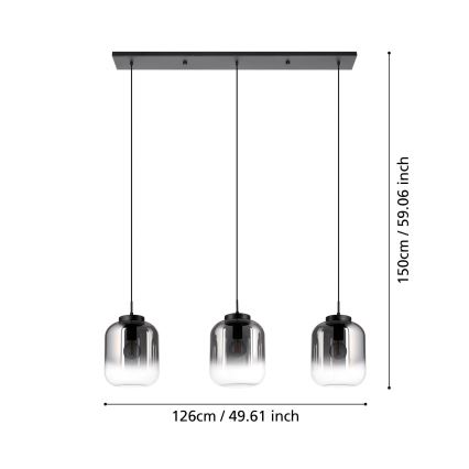 Eglo - Lustr na lanku 3xE27/40W/230V kouřová