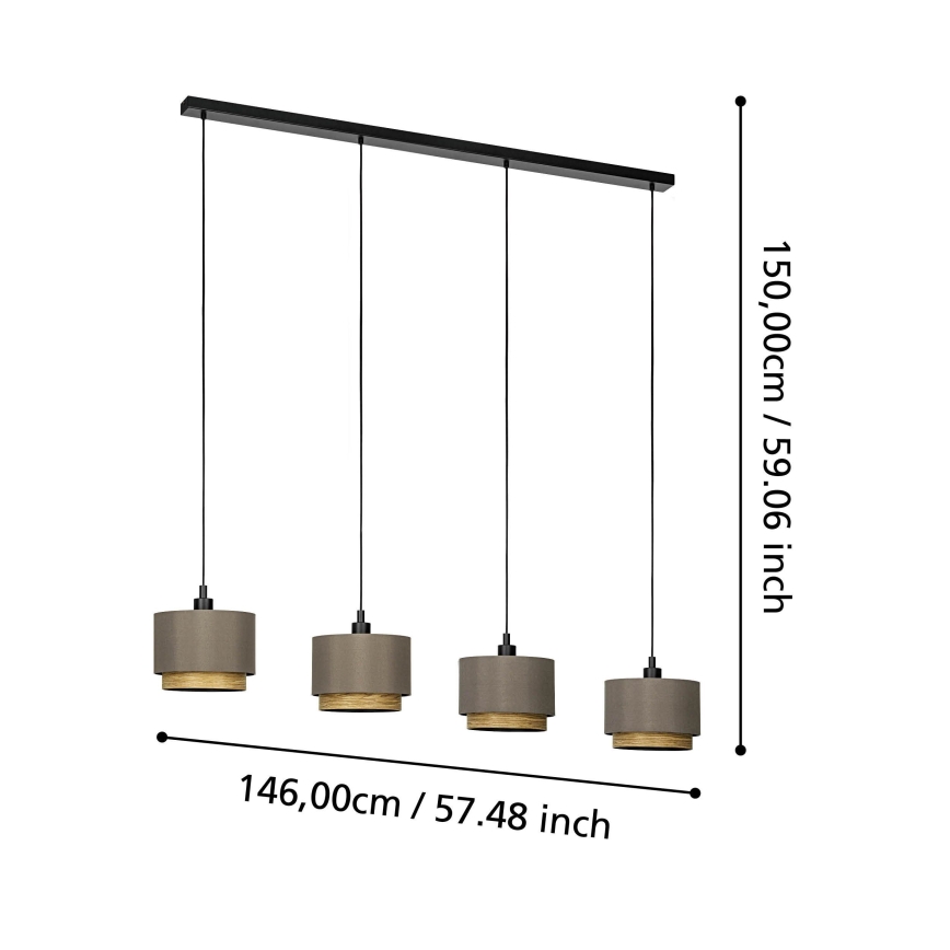 Eglo - Lustr na lanku 4xE27/40W/230V hnědá