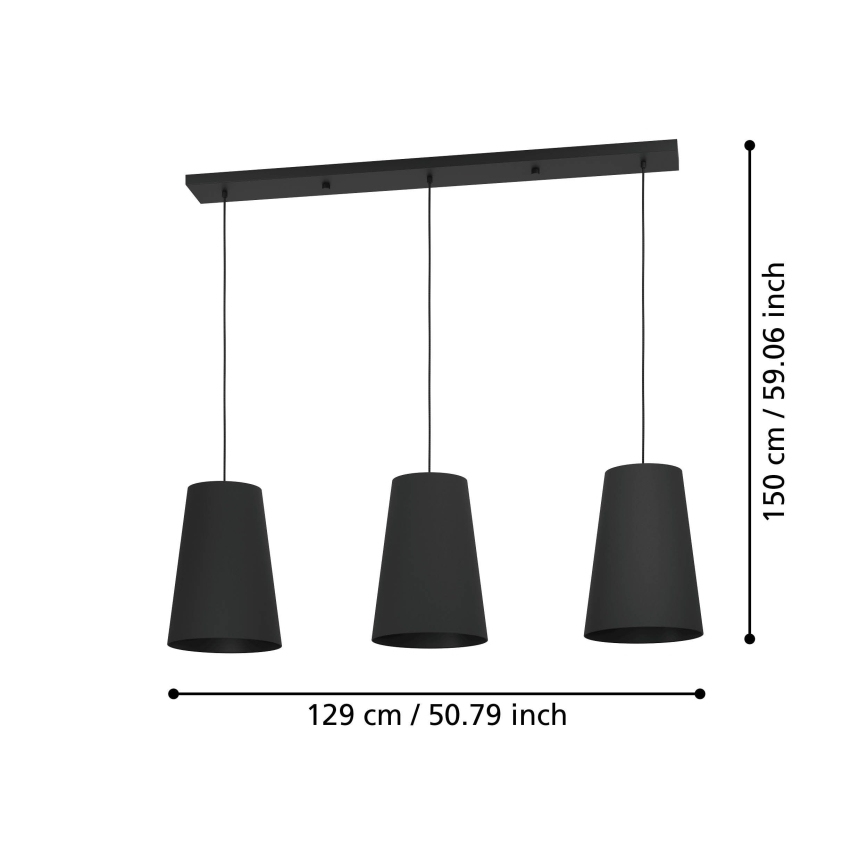 Eglo - Lustr na lanku 3xE27/40W/230V černá