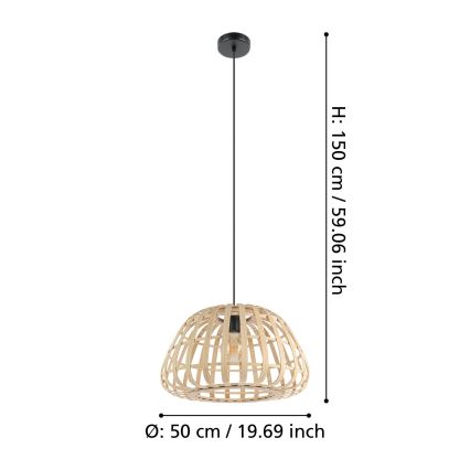 Eglo - Lustr na lanku 1xE27/40W/230V pr. 50 cm bambus