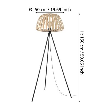 Eglo - Stojací lampa 1xE27/40W/230V bambus