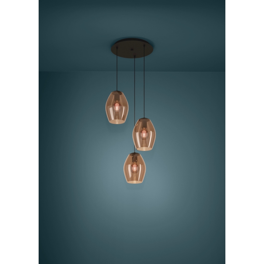 Eglo - Lustr na lanku 3xE27/40W/230V hnědá