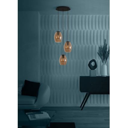 Eglo - Lustr na lanku 3xE27/40W/230V hnědá
