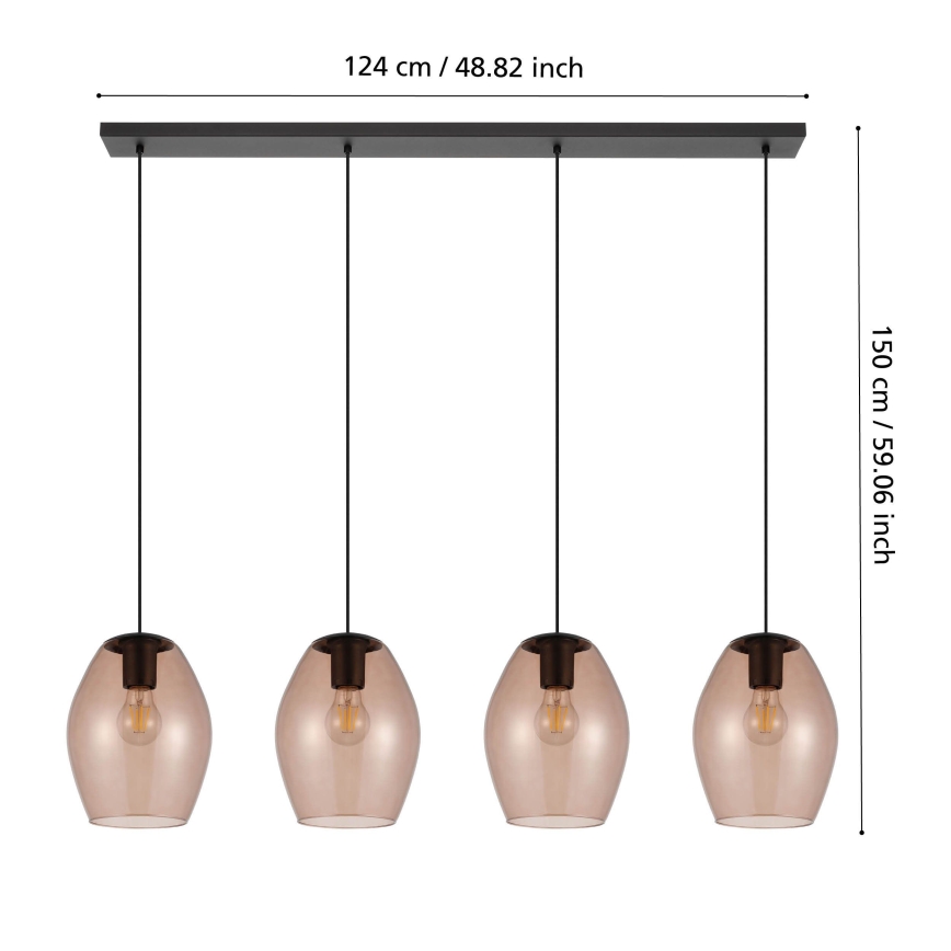 Eglo - Lustr na lanku 4xE27/40W/230V hnědá