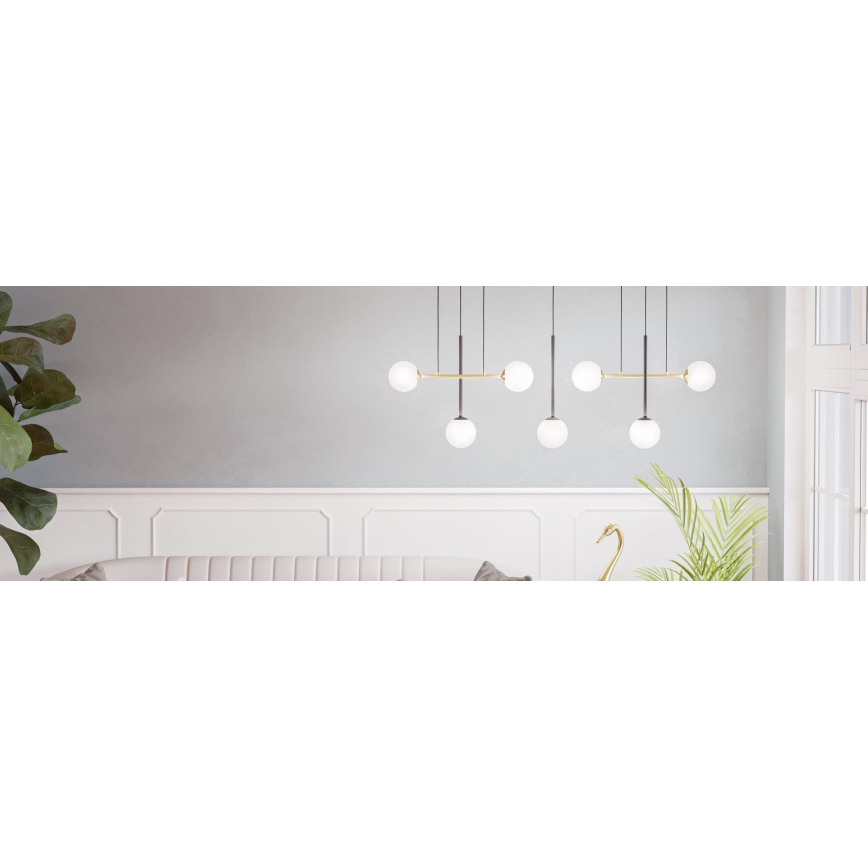 Eglo - Lustr na lanku 7xE14/40W/230V zlatá/černá