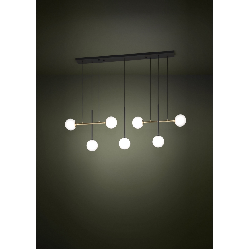 Eglo - Lustr na lanku 7xE14/40W/230V zlatá/černá