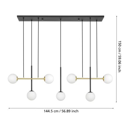 Eglo - Lustr na lanku 7xE14/40W/230V zlatá/černá
