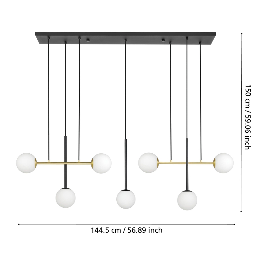 Eglo - Lustr na lanku 7xE14/40W/230V zlatá/černá