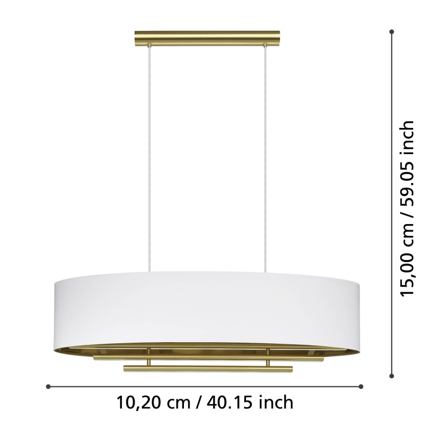 Eglo - Lustr na lanku 4xE27/40W/230V bílá/zlatá