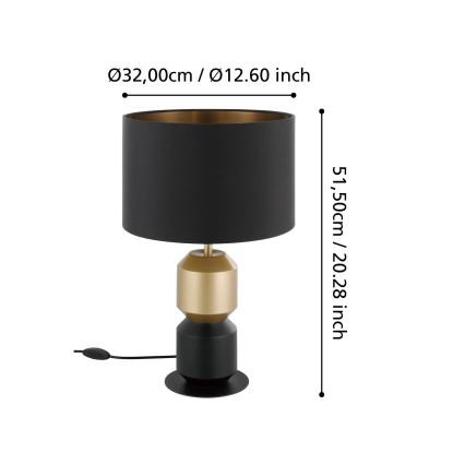 Eglo - Stolní lampa 1xE27/40W/230V černá/zlatá