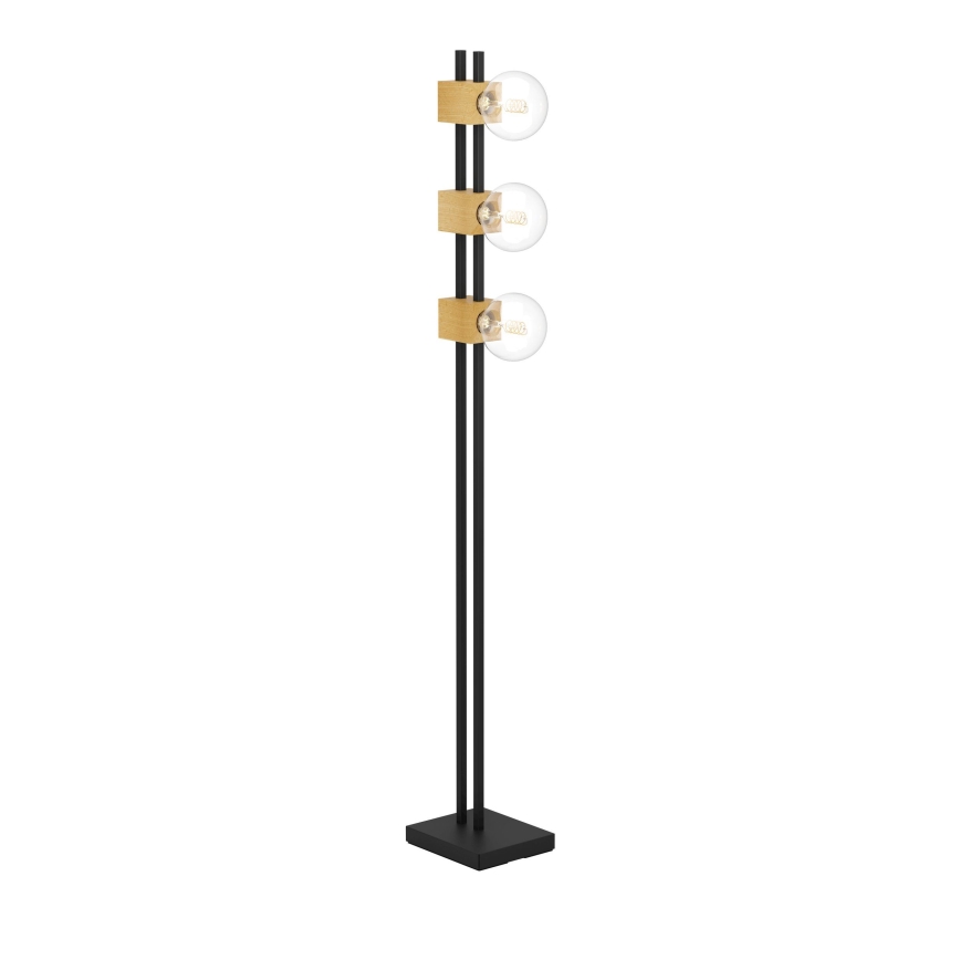 Eglo - Stojací lampa 3xE27/40W/230V černá/hnědá