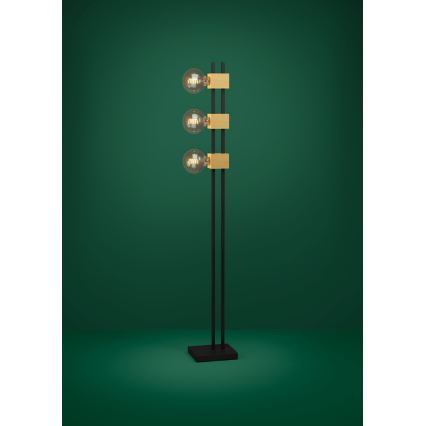 Eglo - Stojací lampa 3xE27/40W/230V černá/hnědá